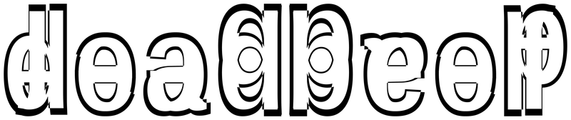Ambigram for deadbeef in Liberationsansnarrow-bold